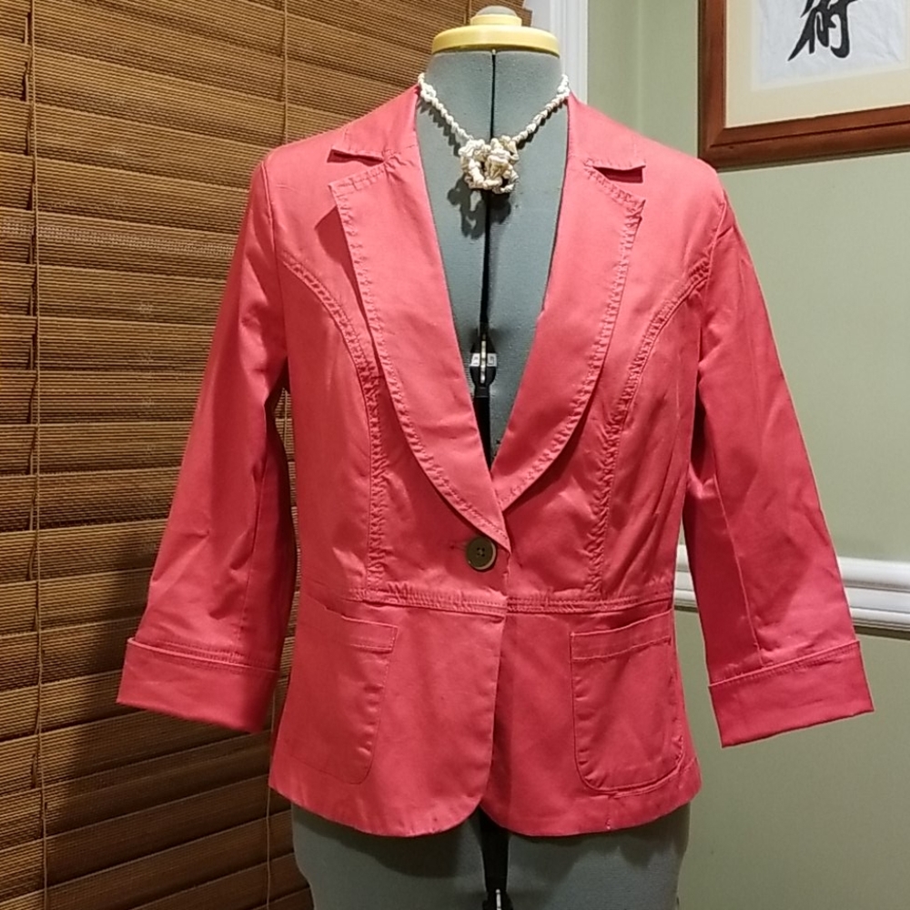CAbi Salmon colored Jacket 3/4 Sleeve size 4